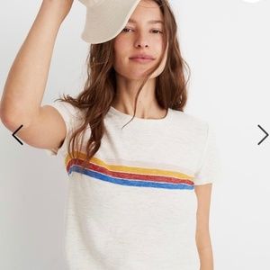 Madewell Hi-Fi Shrunken Tee in Placed Stripe, size small
